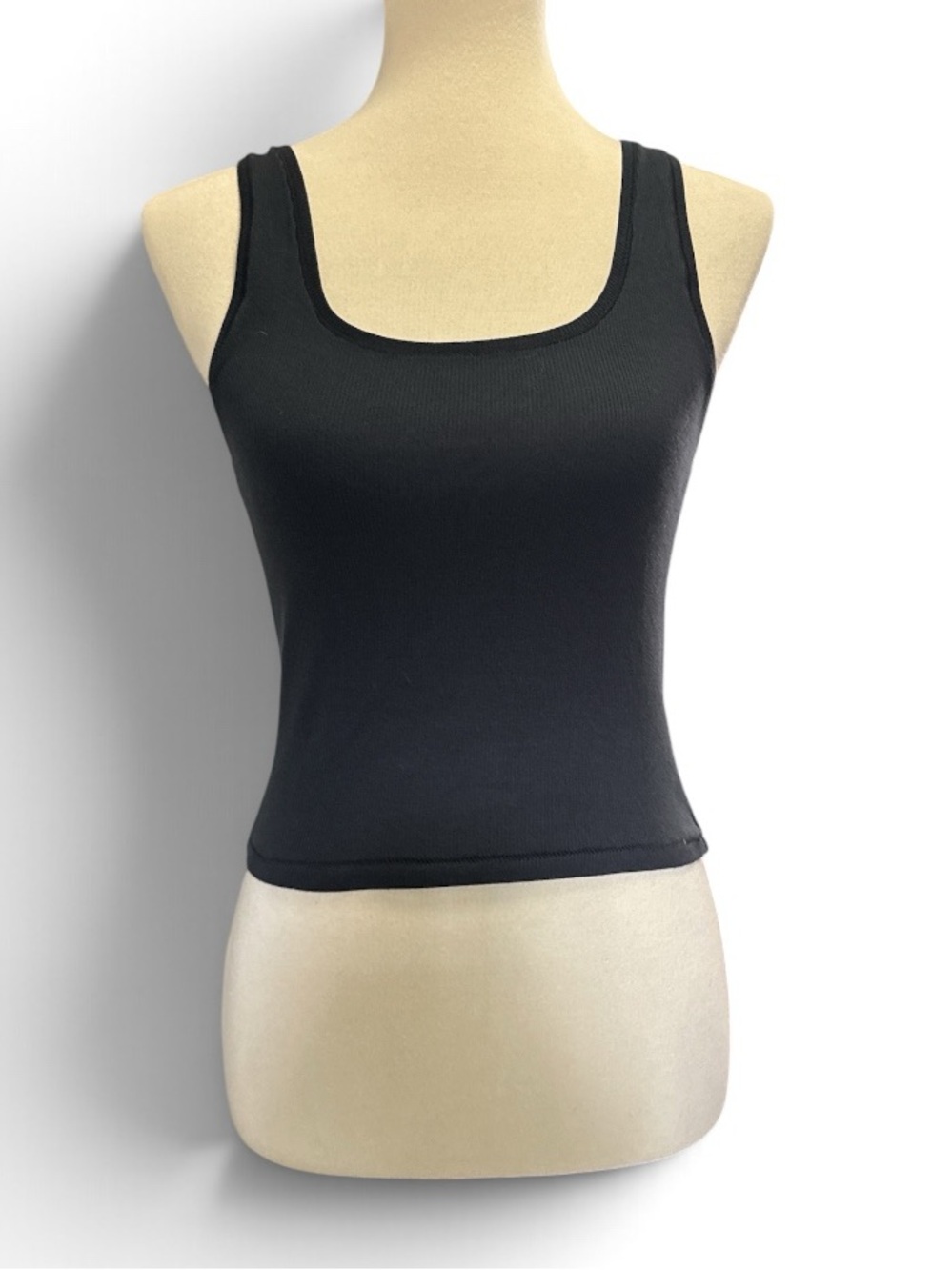 SKIMS Black Square Neck Ribbed Tank #759
